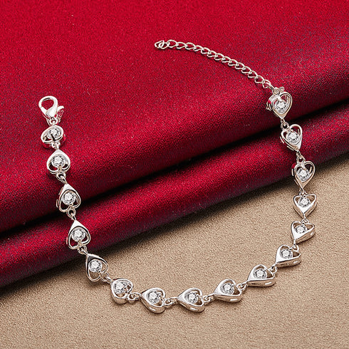 Hallmark Sterling Silver American Diamond Heart Bracelet