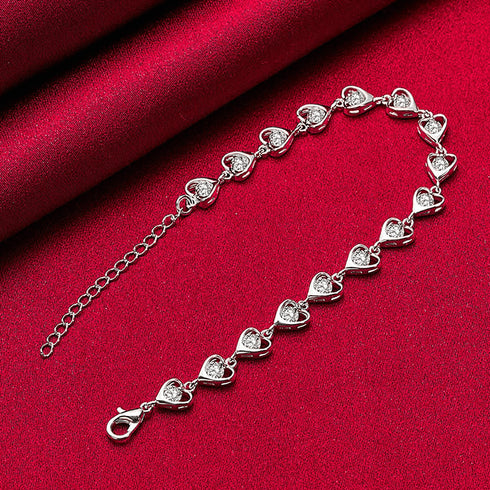 Hallmark Sterling Silver American Diamond Heart Bracelet