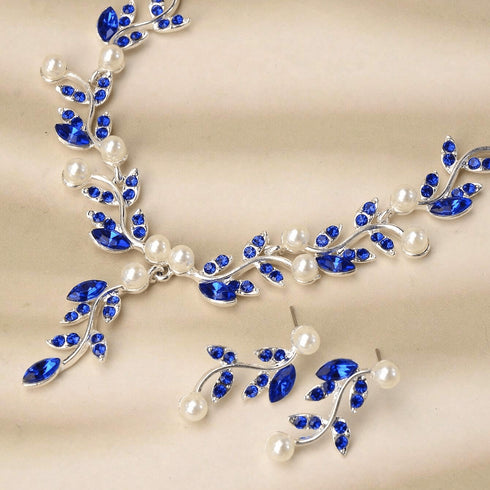 Hallmark Silver Sadabahar Blue Design Jewelry Set