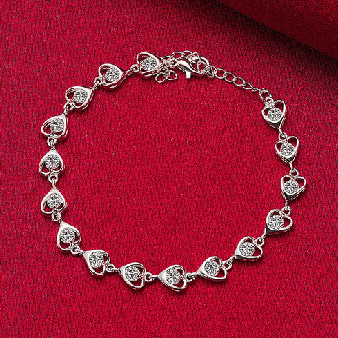 Hallmark Sterling Silver American Diamond Heart Bracelet