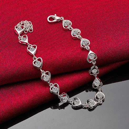 Hallmark Sterling Silver American Diamond Heart Bracelet