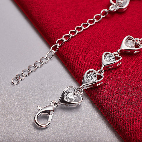 Hallmark Sterling Silver American Diamond Heart Bracelet