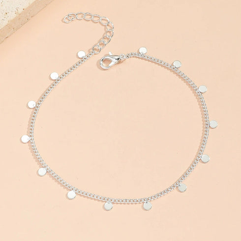 Hallmark Silver Disc Decor Chain Pair Anklet