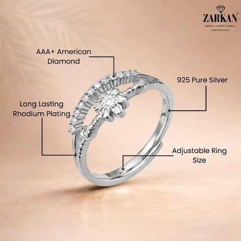 Zarkan Floral Cute Crown Pure Silver Ring