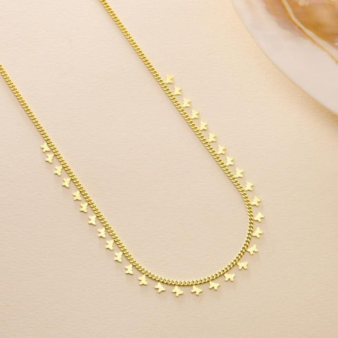Hallmark Silver Gold Plated Gourmet Chain Minimalist Butterfly Necklace