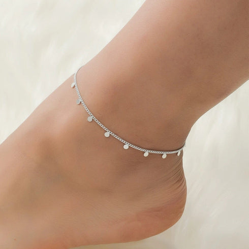 Hallmark Silver Disc Decor Chain Pair Anklet