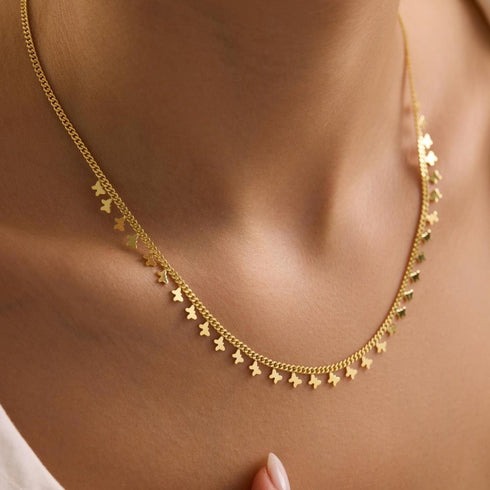 Hallmark Silver Gold Plated Gourmet Chain Minimalist Butterfly Necklace