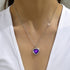 Hallmarked Silver Purple Heart Pendant With Chain