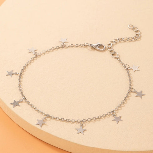 Hallmark Silver Star Charm Pair Anklet
