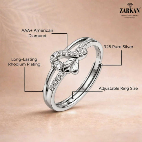 Zarkan Leaves Petals Cute Sterling Silver Ring