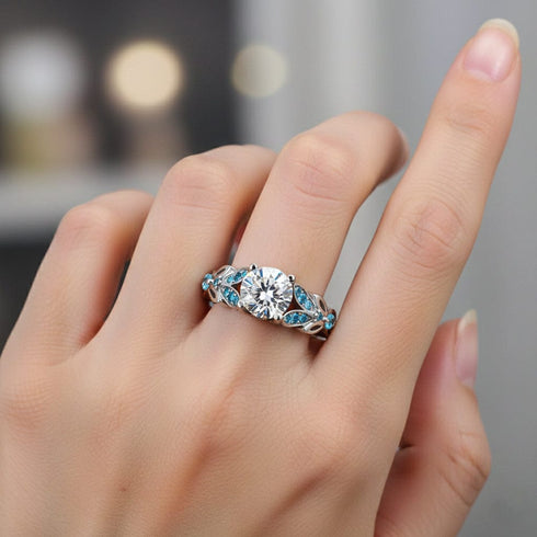 Zarkan Princes Blue Crown 925 Pure Silver Ring