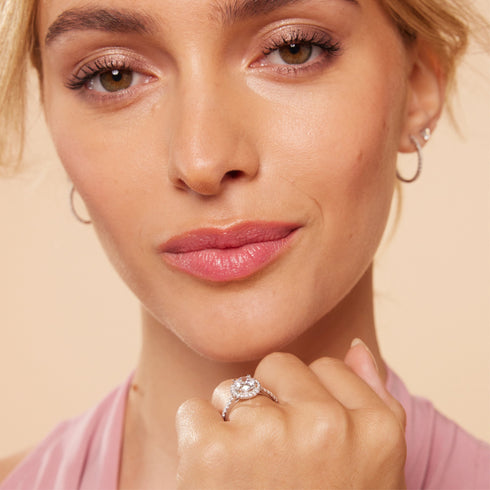 0.75 Carat Moissanite Diamond Round Rays Silver Ring for women - Free Size