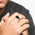 Hallmark Silver Classy Black Mens Ring