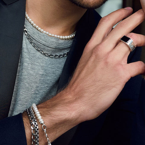 Hallmark Silver Classy Black Mens Ring