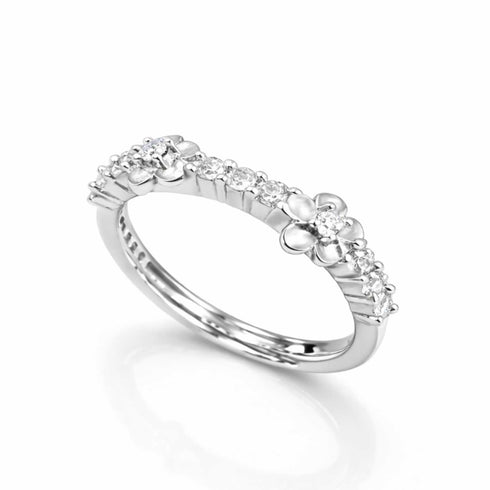 Zarkan Silver Zircon Flower Blossom Ring