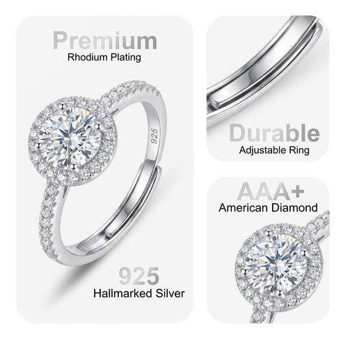 Zarkan American Diamond Round Rays 925 Silver Ring