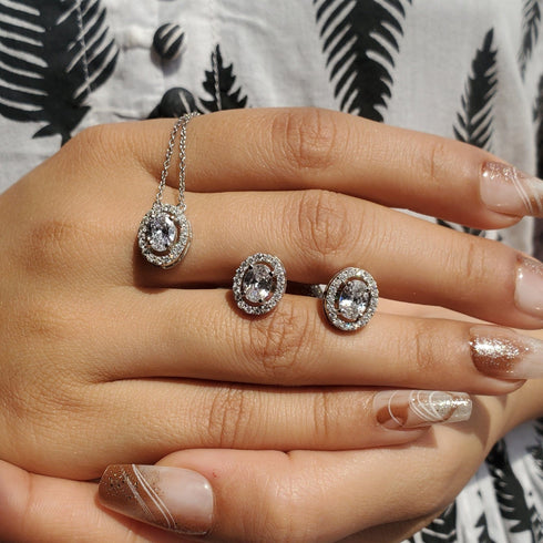 Zarkan Silver Love Loop Zircon Jewelry Sets