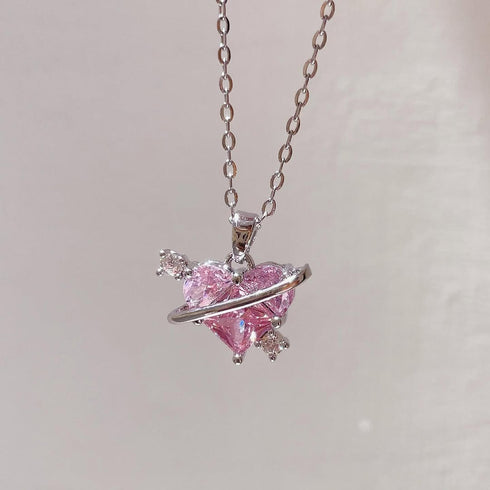 Hallmark Silver Cute Pink Heart Pendant