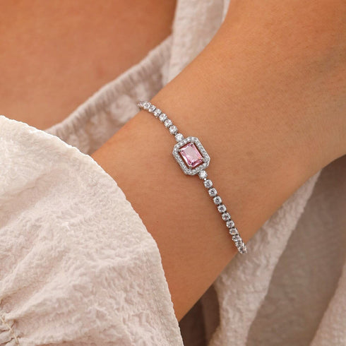 Hallmark Silver Crystal Pink American Diamond Bracelet