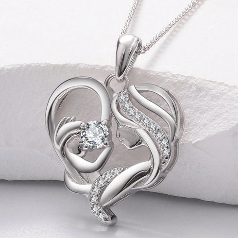 Hallmarked Silver Mother's Love Pendant With Chain