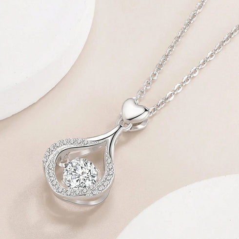 Hallmarked Silver Drop Heart Pendant With Chain
