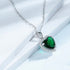 Hallmarked Silver Emerald Heart Pendant With Chain