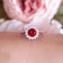 Zarkan 925 Silver Red Flower Solitaire American Diamond Ring