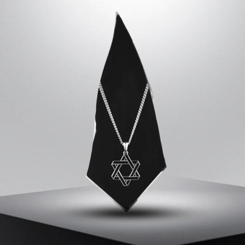 Hallmark Silver Star Of David With Black Tinted Men Pendant