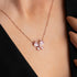 Hallmark Silver Dragonfly Necklace with Pink Zircon Stone