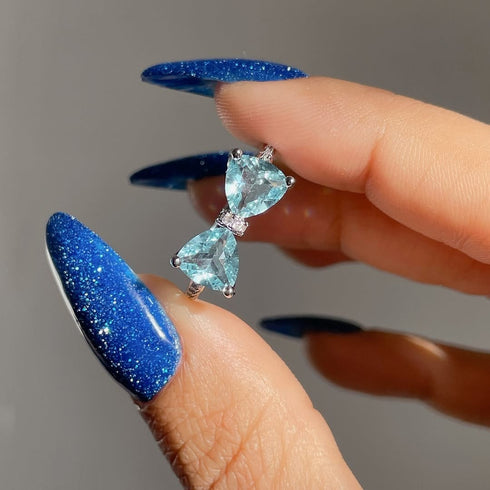 Hallmark Silver Blue Heart Bow Ring