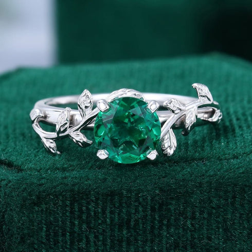 Hallmark Silver Round Cut Lab Emerald Promise Ring