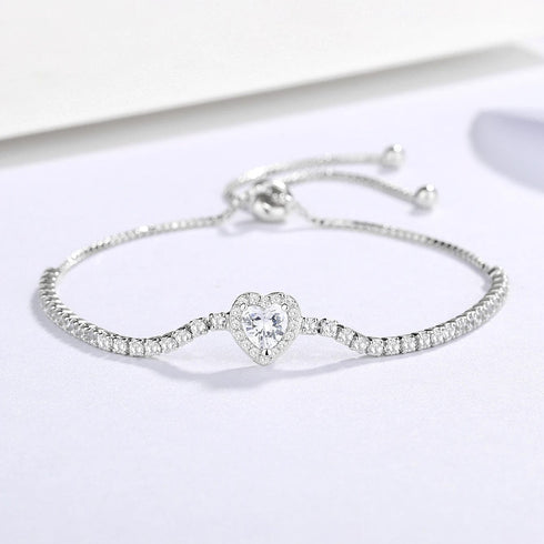 Hallmark Silver Heart Cut Diamond Bracelet