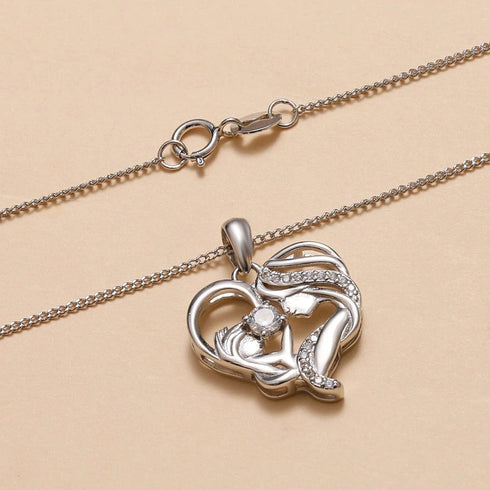 Hallmarked Silver Mother's Love Pendant With Chain