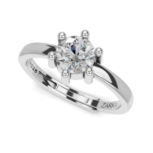 Moissanite Diamond Solitaire .8 Carat Premium 925 Silver Ring for women- Free Size