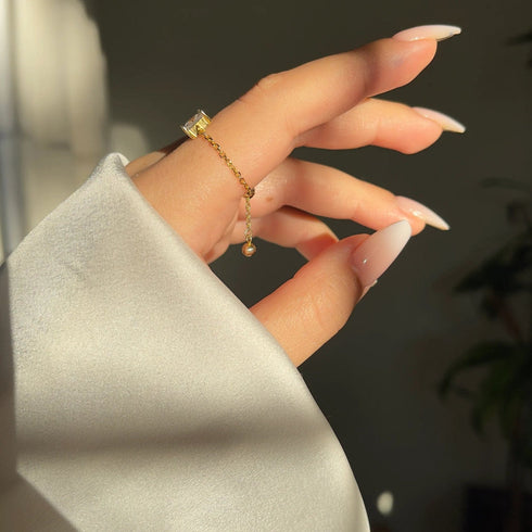 Hallmark Silver Princess Cut Gold Plated Chain Ring