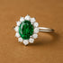 Hallmark Silver Green American Diamond Oval Shape Ring
