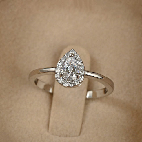 Zarkan Love Water Drop Sterling Silver Ring