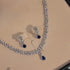 Hallmark Silver Dark Blue Ad Elegant & Fashionable Evening Party Wedding Jewelry Set