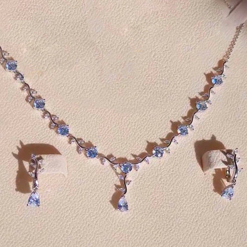 Hallmark Silver American Diamond Evening Wedding Party Jewelry Set