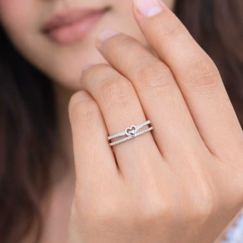 Zarkan Crown Heart Sterling Silver Ring
