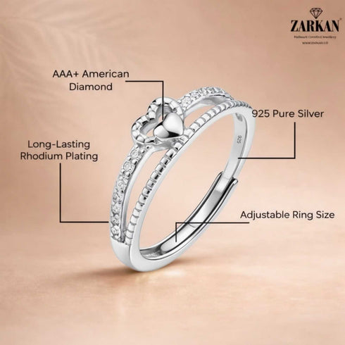Zarkan Crown Heart Sterling Silver Ring