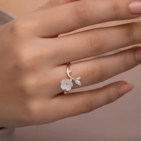 Hallmark Sterling Silver Adjustable Branched Magnolia Flower Ring