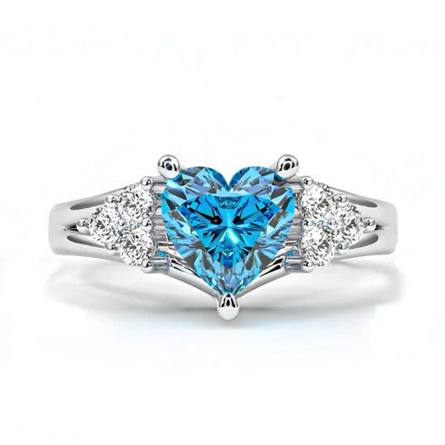 Zarkan Royal Blue Diamond Hallmarked Silver Love Ring