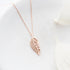Hallmark Silver Rose Gold Zircon Leaf Design Necklace