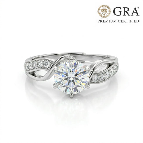 Moissanite Diamond Solitaire 1.2 Carat Be With Me Silver Solitaire Ring for women- Free Size