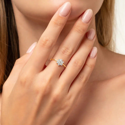 Hallmark Silver Minimal Sunflower Gold Plated Ring