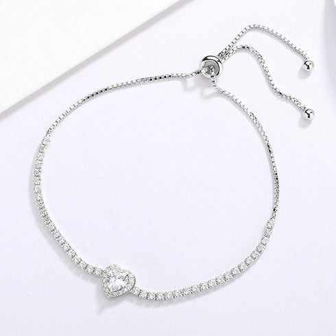 Hallmark Silver Heart Cut Diamond Bracelet