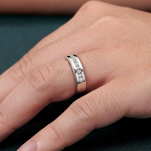 Hallmark Silver Classic Diamond Men's Ring Inspired By Karan Aujla