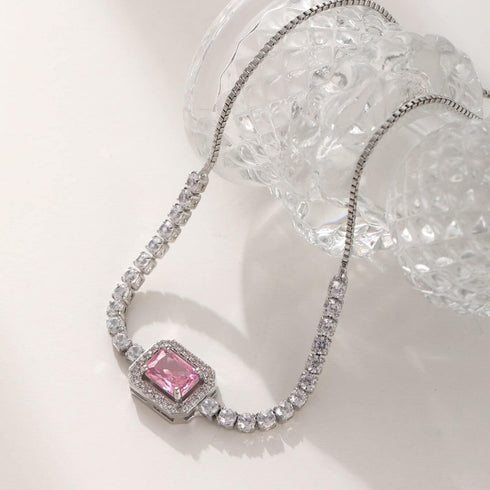 Hallmark Silver Crystal Pink American Diamond Bracelet