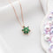 Hallmark Silver Sterling Rose Gold Green Lotus Flower Necklace